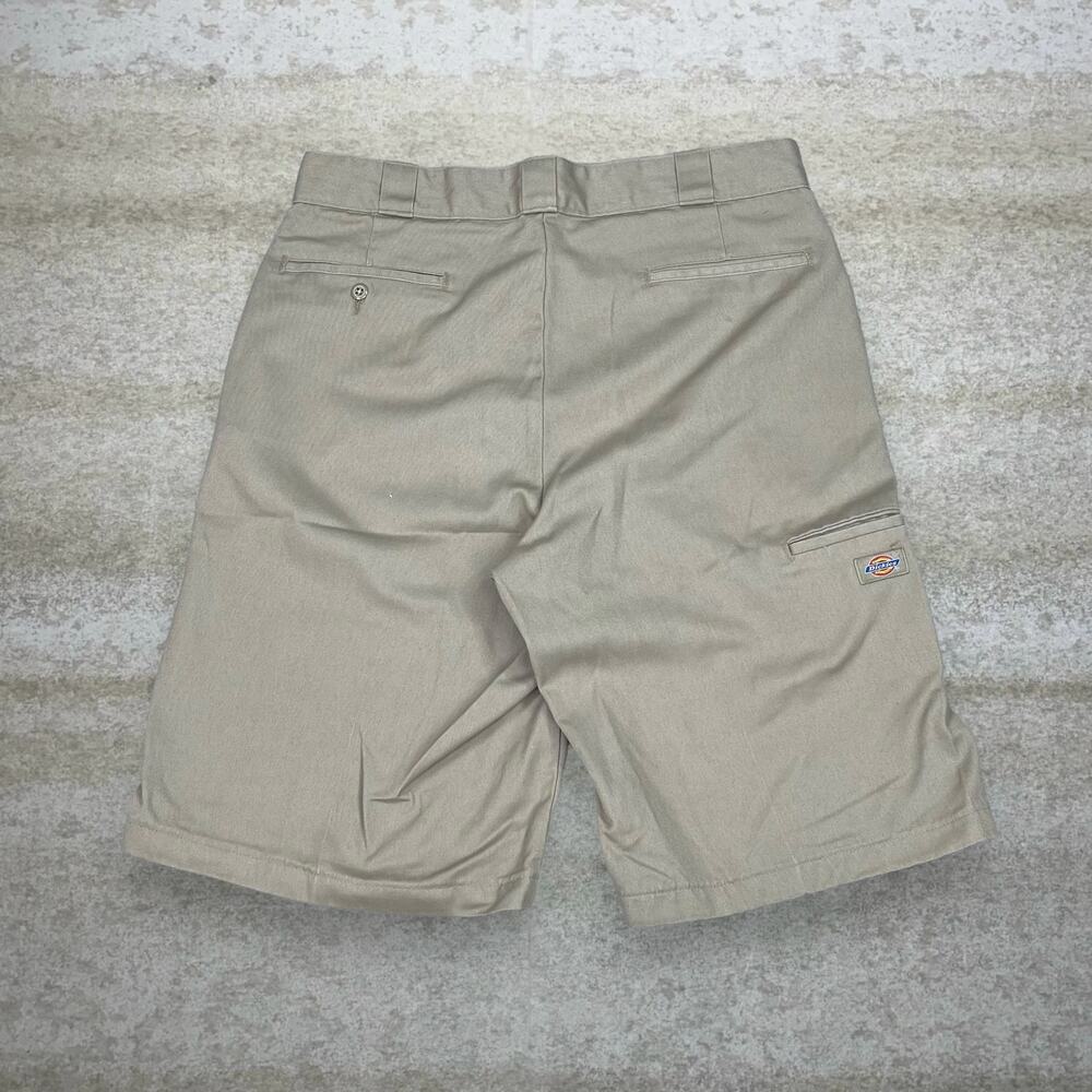 Vintage Y2K Dickies Khakis Shorts 34x12 Baggy Wide Leg Fit Tan Cotton 12" Inseam